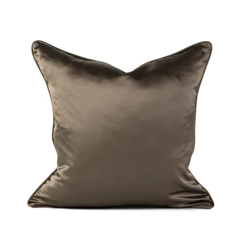 Brown Spliced Cushion Cover with Ring