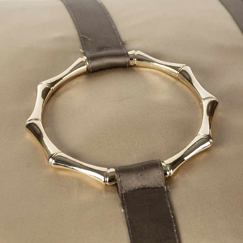 Brown Spliced Cushion Cover with Ring